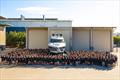The Riviera team of 950 people celebrate the launching of the 6,000th Riviera at the company's 16.8 hectare facility on the Gold Coast
